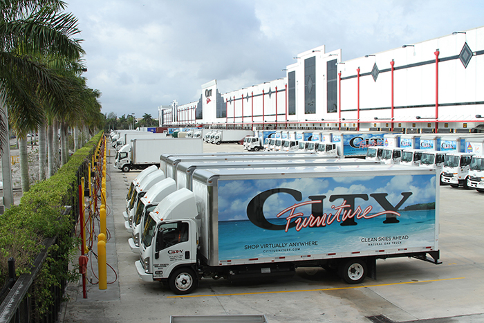 City Furniture CNG trucks at the company's headquarters in Tamarac