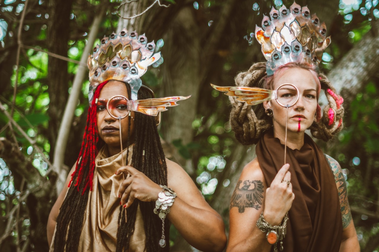 Niki Lopez (left) with fellow artist Nikki Saraiva, aka Detourbutterfly, part of the ?Feral Femininity? exhibit